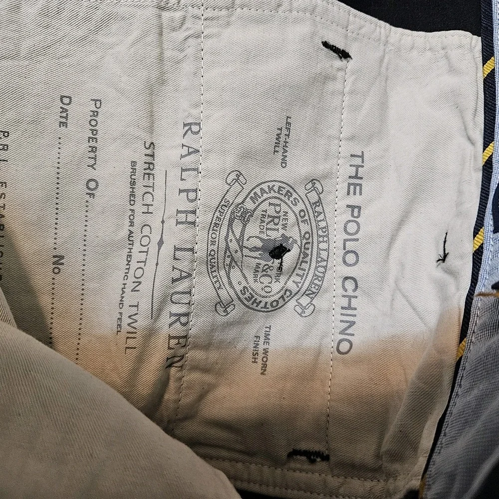 Polo‎ Ralph Lauren BLUE Chino Pants  42x29 Stretch  Twill Classic Pony Wide Leg